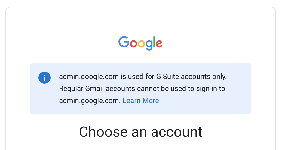 G Suite Admin Console Error